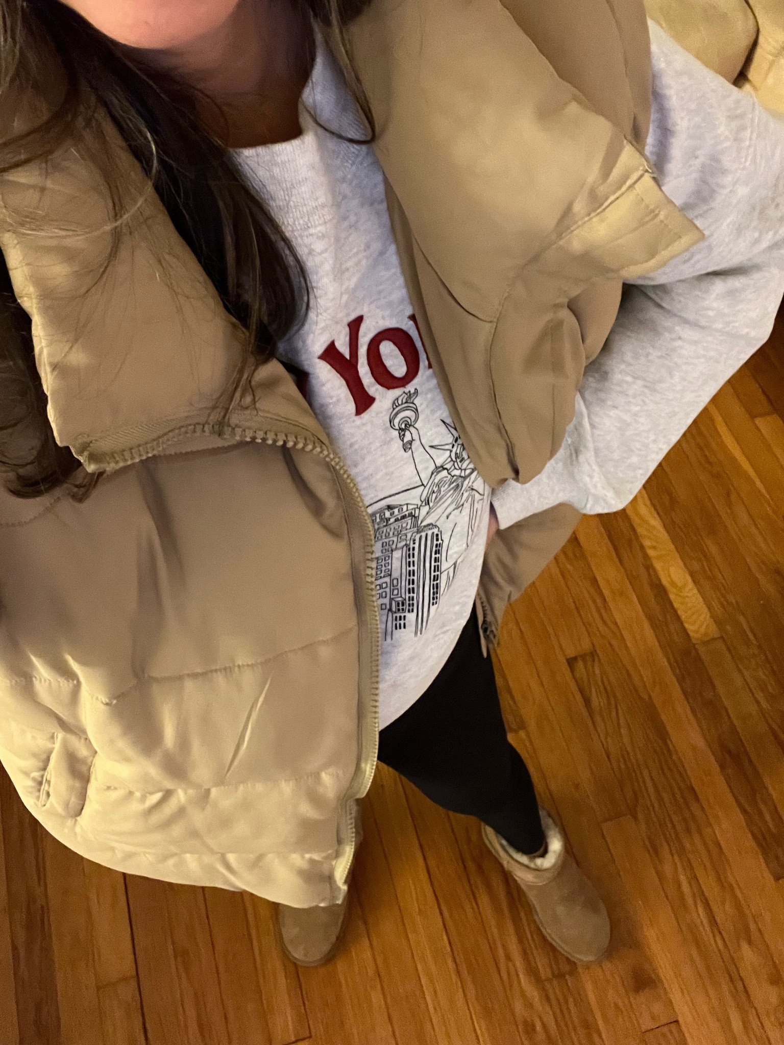 Graphic sweatshirt styled in a comfy winter look  

#LTKsalealert #LTKshoecrush #LTKstyletip