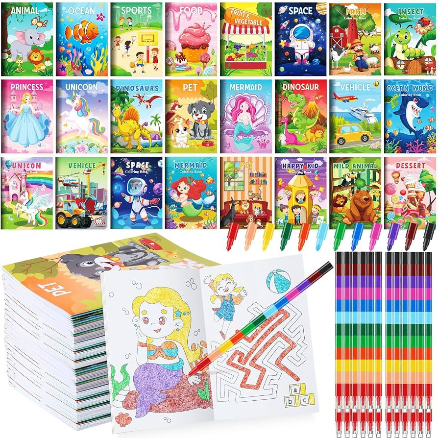 BenLouis Coloring Books for Kids With Stacking Crayons Set Mini Coloring Books Bulk for Ages 4-8-... | Amazon (US)