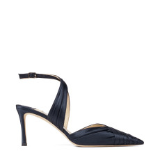 Navy Pleated Satin Pumps | Jimmy Choo (US)