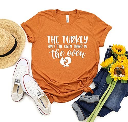 Thanksgiving Pregnancy Announcement T-Shirt, Funny Thanksgiving Pregnancy Reveal T-shirt, Fall T-shi | Amazon (US)
