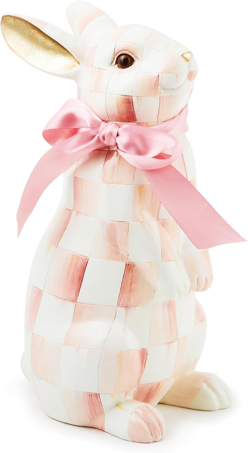 MACKENZIE-CHILDS Bunny Figurine, Rabbit Figurine Decoration for Spring, Standing, Pink-and-White ... | Amazon (US)