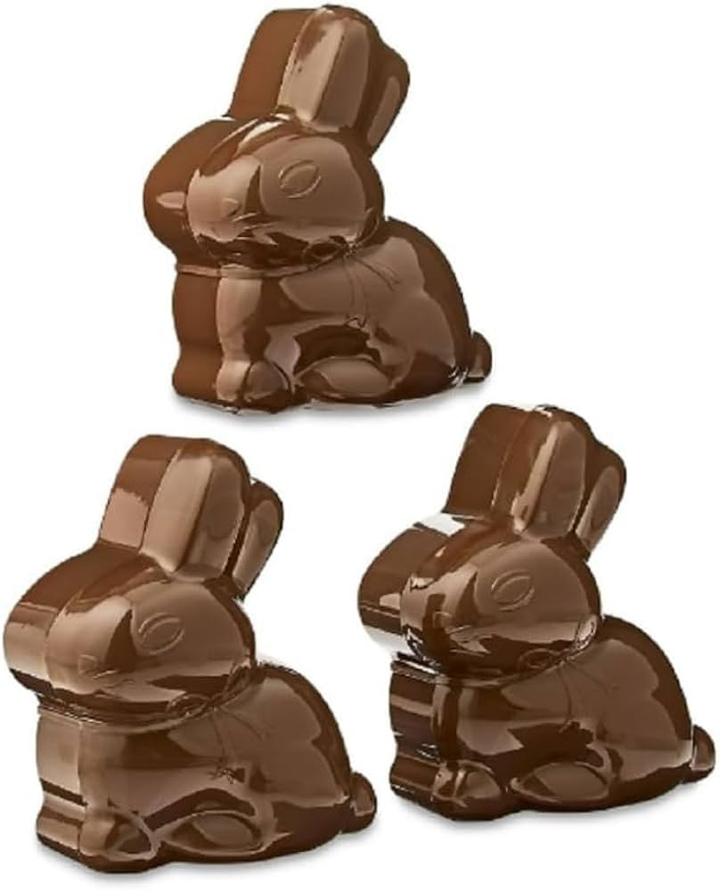 Chocolate Bunny Plastic Fillable Easter Egg Hunt Treat Container - Easter Basket Stuffer - 3 coun... | Amazon (US)