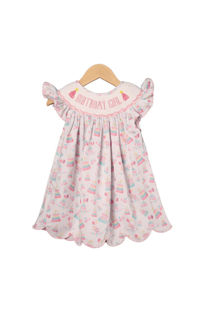 Smocked Birthday Girl Scalloped Dress | The Smocked Flamingo