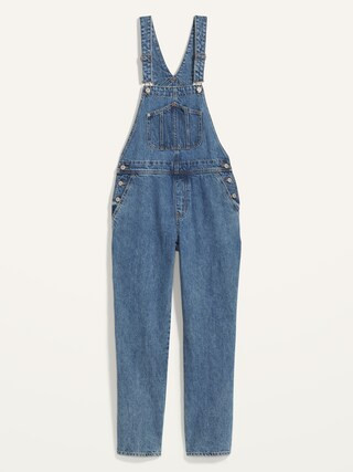 Slouchy Straight Medium-Wash Workwear Jean Overalls for Women | Old Navy (US)