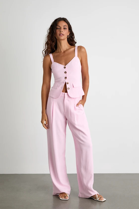 Tawny Light Pink Mid-Rise Straight Leg Pants | Lulus