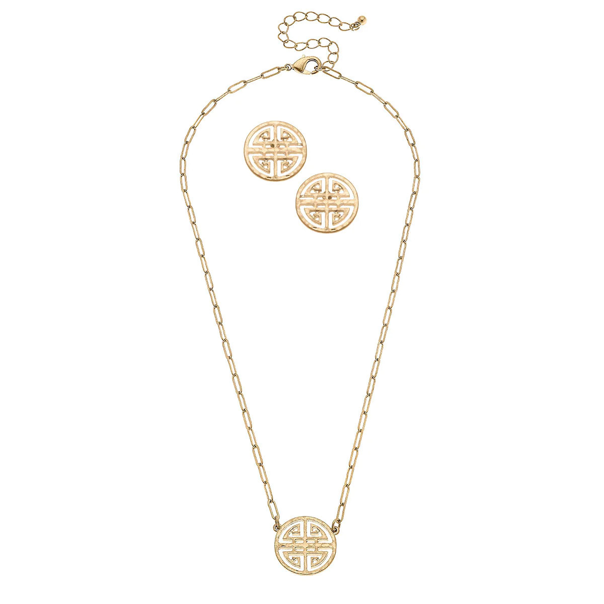 Aria Greek Keys Earring and Necklace Set | CANVAS