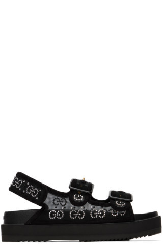 Black Crystal GG Sandals | SSENSE