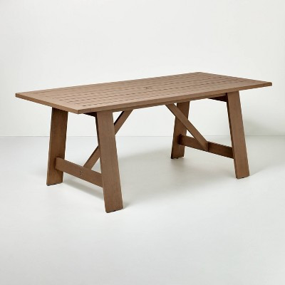 Mahogany Slat Top Rectangular Outdoor Patio Dining Table - Natural - Hearth & Hand™ with Magnolia: Weather-Resistant, Farmhouse Style | Target