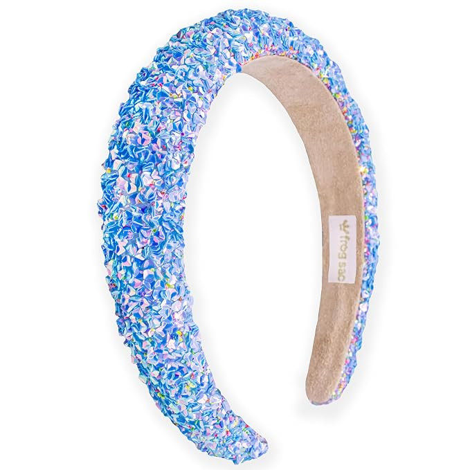 FROG SAC Sequin Headband for Girls, Sparkly Puffy Hair Band for Kids, Padded Toddler Head Bands, ... | Amazon (US)