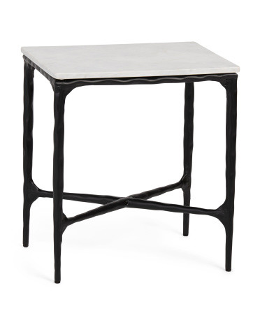 18x14x20 Marble Top Iron Side Table | TJ Maxx