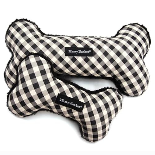 Harry Barker Black Gingham Bone Canvas Dog Toy, Large | Amazon (US)