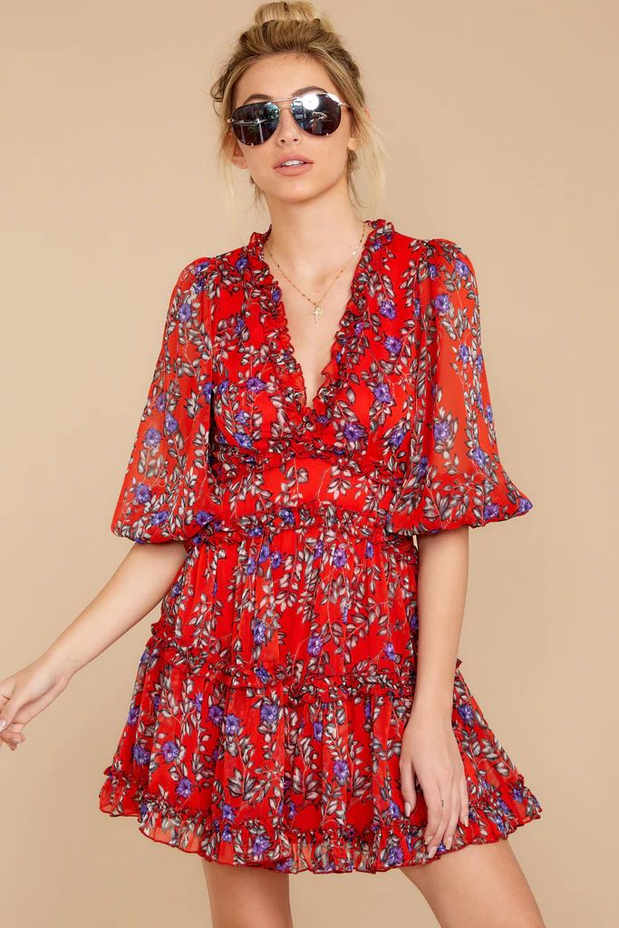 Make It A Date Night Red Floral Print Dress | Red Dress 