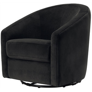 Babyletto Madison Luxurious Velvet Upholstered Swivel Glider in Black | Homesquare