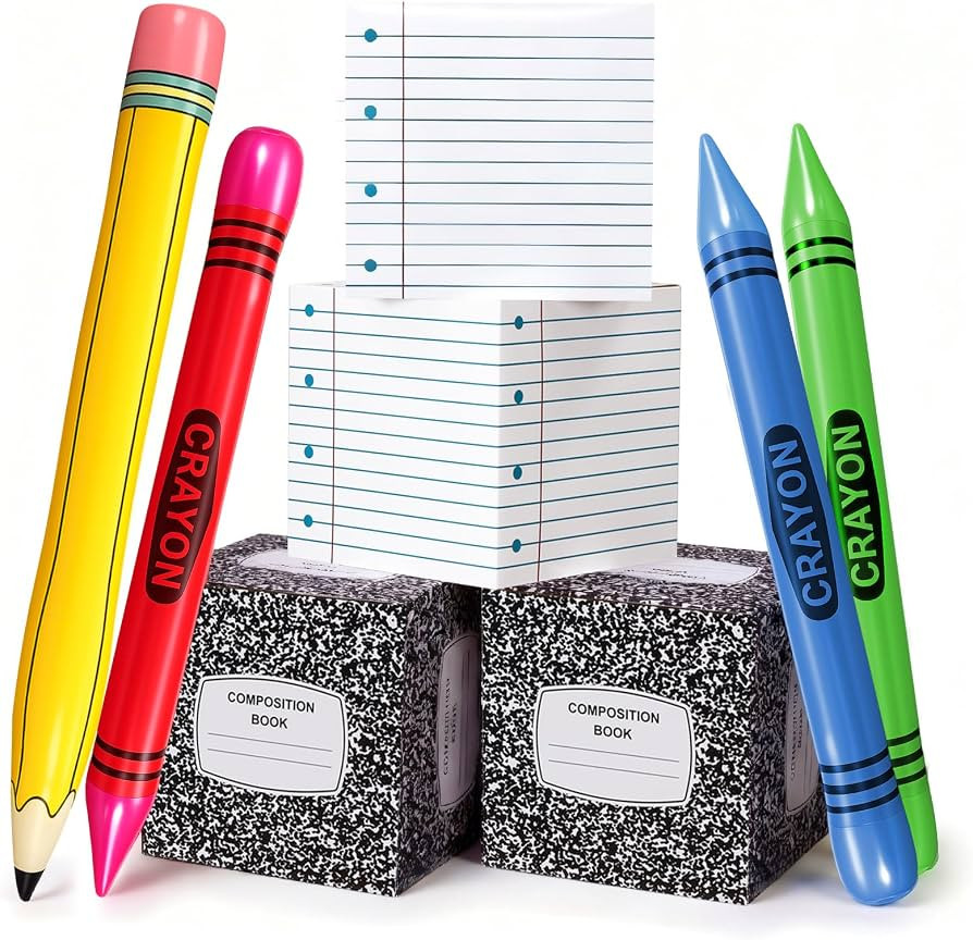 Realspring 8 Pcs Giant School Party Decorations Classroom Composition Book Notebook Balloon Boxes... | Amazon (US)