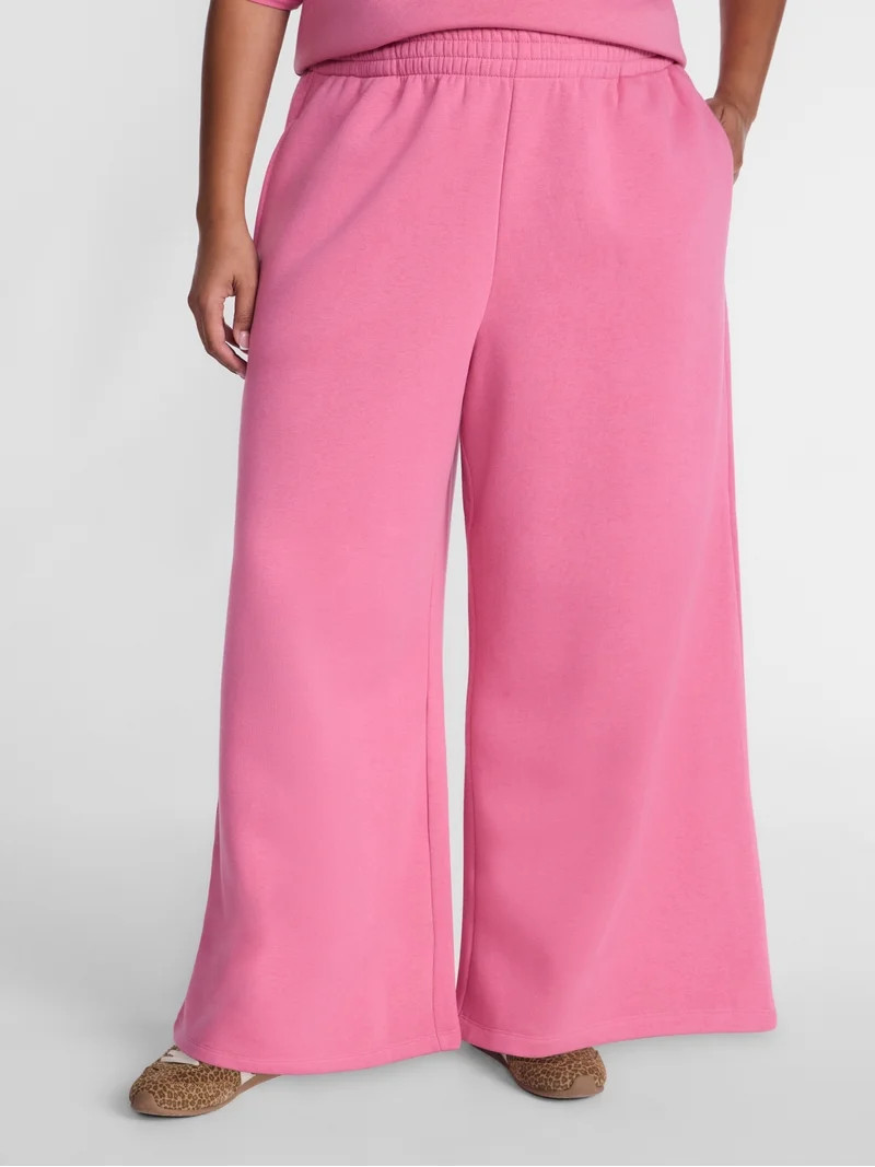 Terra & Sky Women's Plus Fleece Wide Leg Sweatpants, Sizes 0X-5X | Walmart (US)