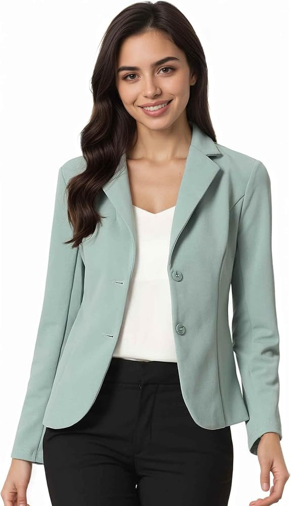 Allegra K Women's Work Office Blazer Stretch Lapel Collar Long Sleeve Jacket Suit Blazer | Amazon (US)