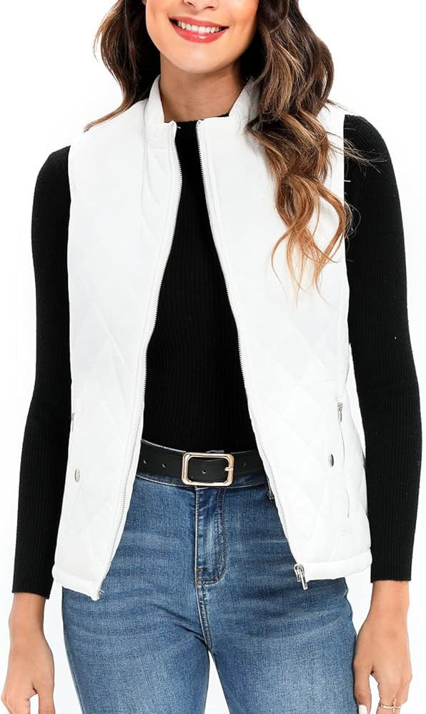 Xeoxarel Women's Quilted Vest with 4 Pockets, Puffer Padded Gilet (Available in Inner Pockets) | Amazon (US)