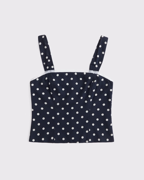 Women's Linen-Blend Corset Top | Women's Tops | Abercrombie.com | Abercrombie & Fitch (UK)