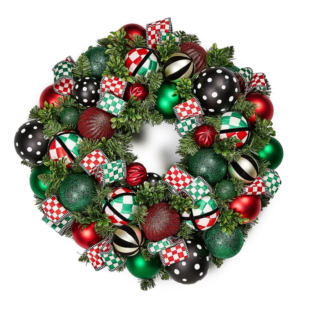 Check It Out Illuminated 26" Wreath | MacKenzie-Childs