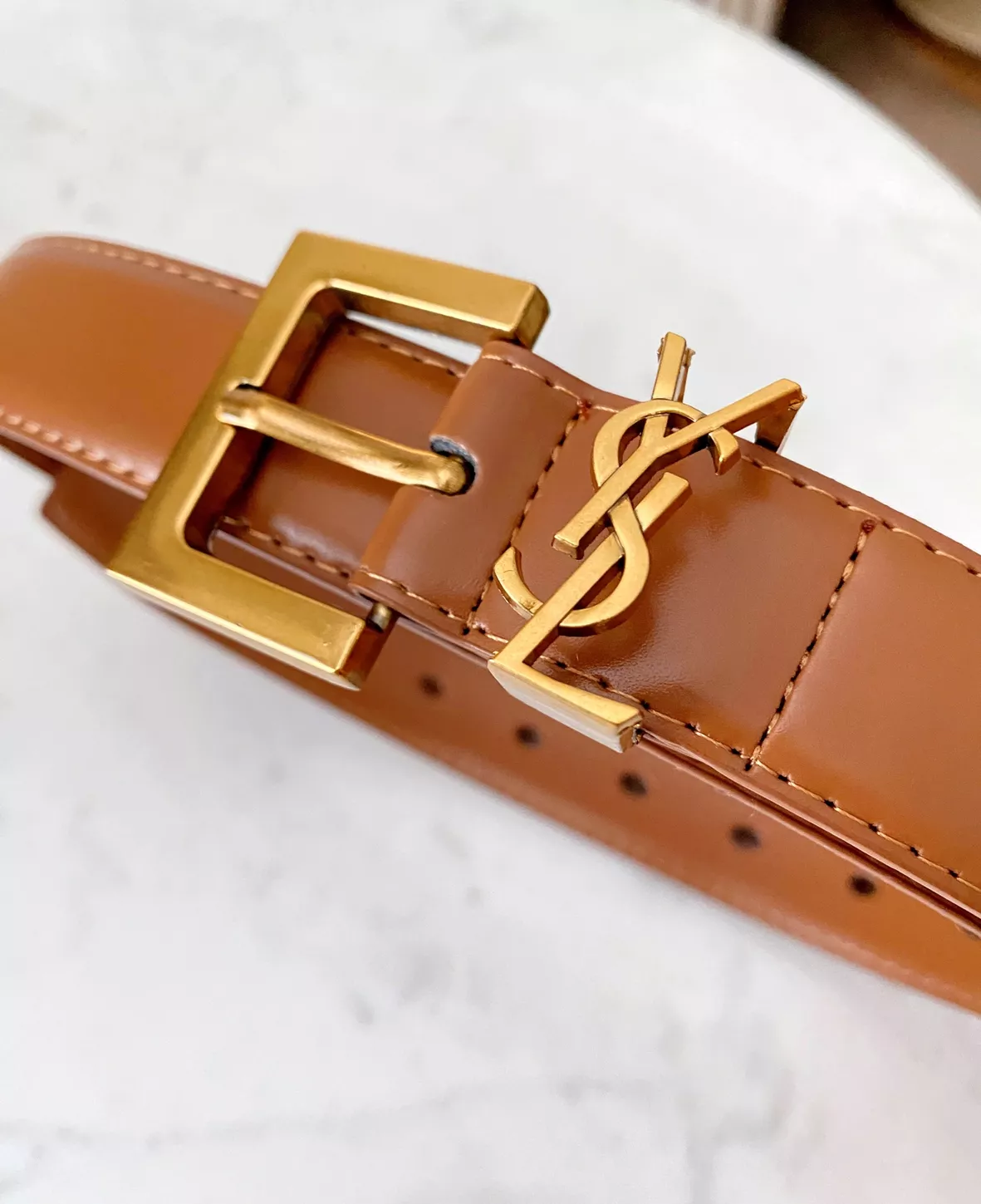 Saint Laurent Monogram Leather Belt