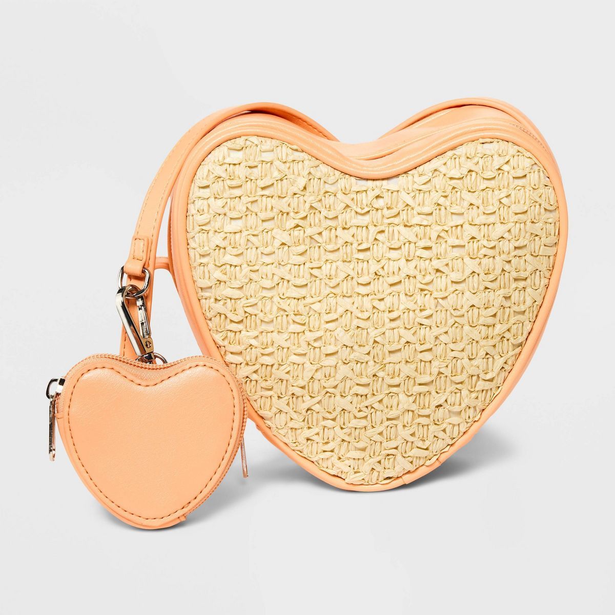 Girls' Woven Heart Crossbody Bag with Pouch - art class™ Orange | Target