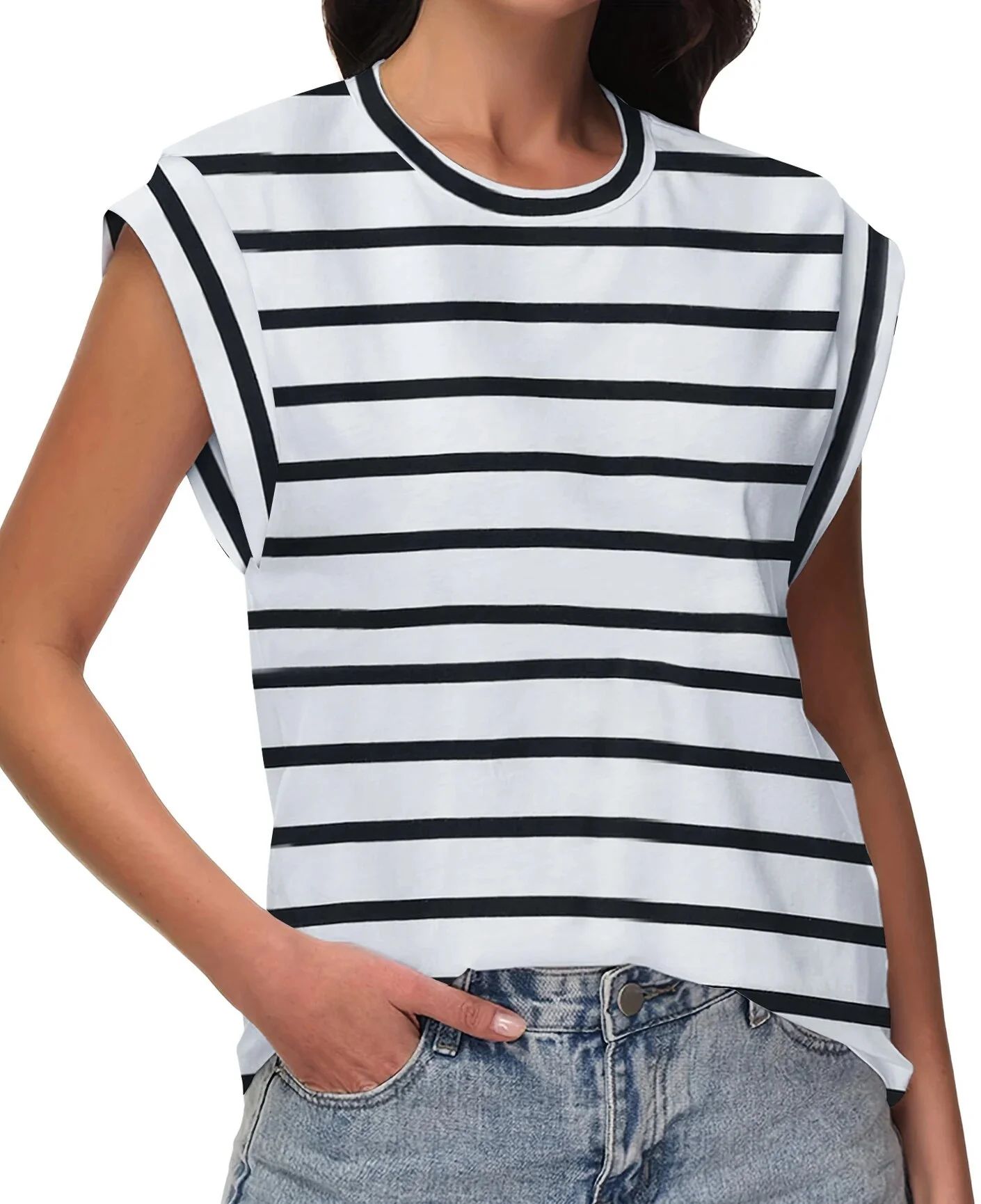 Fantaslook Cap Sleeve Tops for Women Casual Crewneck Tank Tops Summer Basic Tee Shirts | Walmart (US)