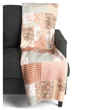 Patchwork Fall Chenille Faux Fur Back Throw | TJ Maxx
