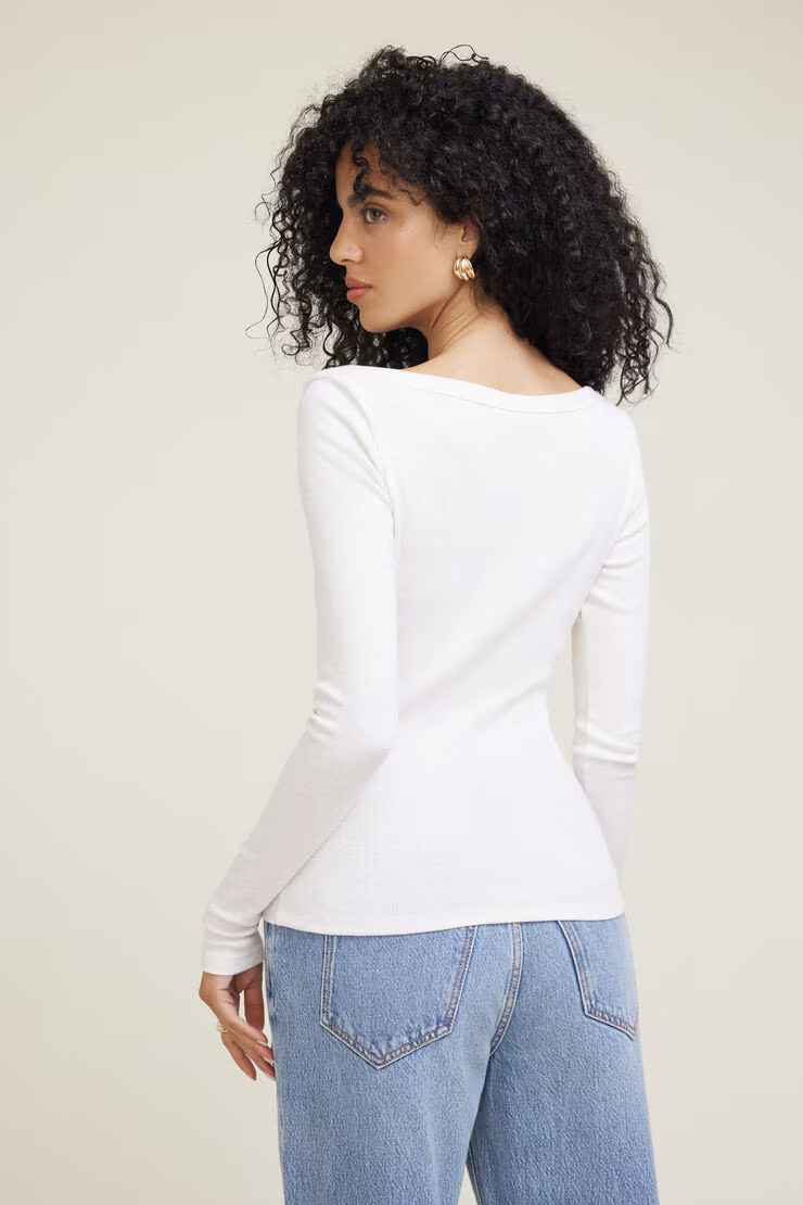 Nola Ribbed Long Sleeve T Shirt | Dynamite Clothing