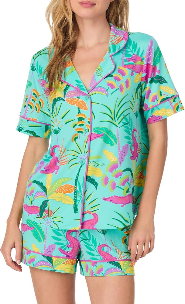 Room Service Womens Button Down Pajama Shirt & PJ Shorts Set - Soft and Stretchy Jersey - Lightwe... | Amazon (US)