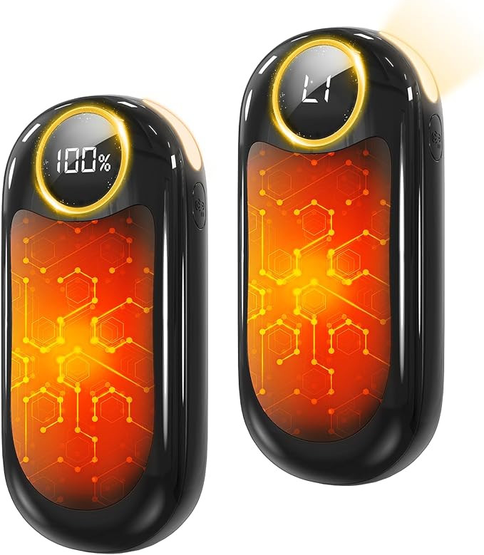 Hand Warmers Rechargeable-14000mAh,2 Pack 2-in1 LED Display Electric Hand Warmer,20Hrs Warmth Up ... | Amazon (US)