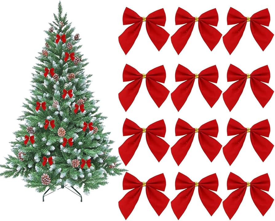 48 Piece Red Bows for Christmas Tree， Christmas Bows for Decorations, Christmas Tree Red Bows, ... | Amazon (UK)