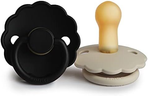 FRIGG Daisy Natural Rubber Baby Pacifier | Made in Denmark | BPA-Free (Jet Black/Cream, 6-18 Mont... | Amazon (US)