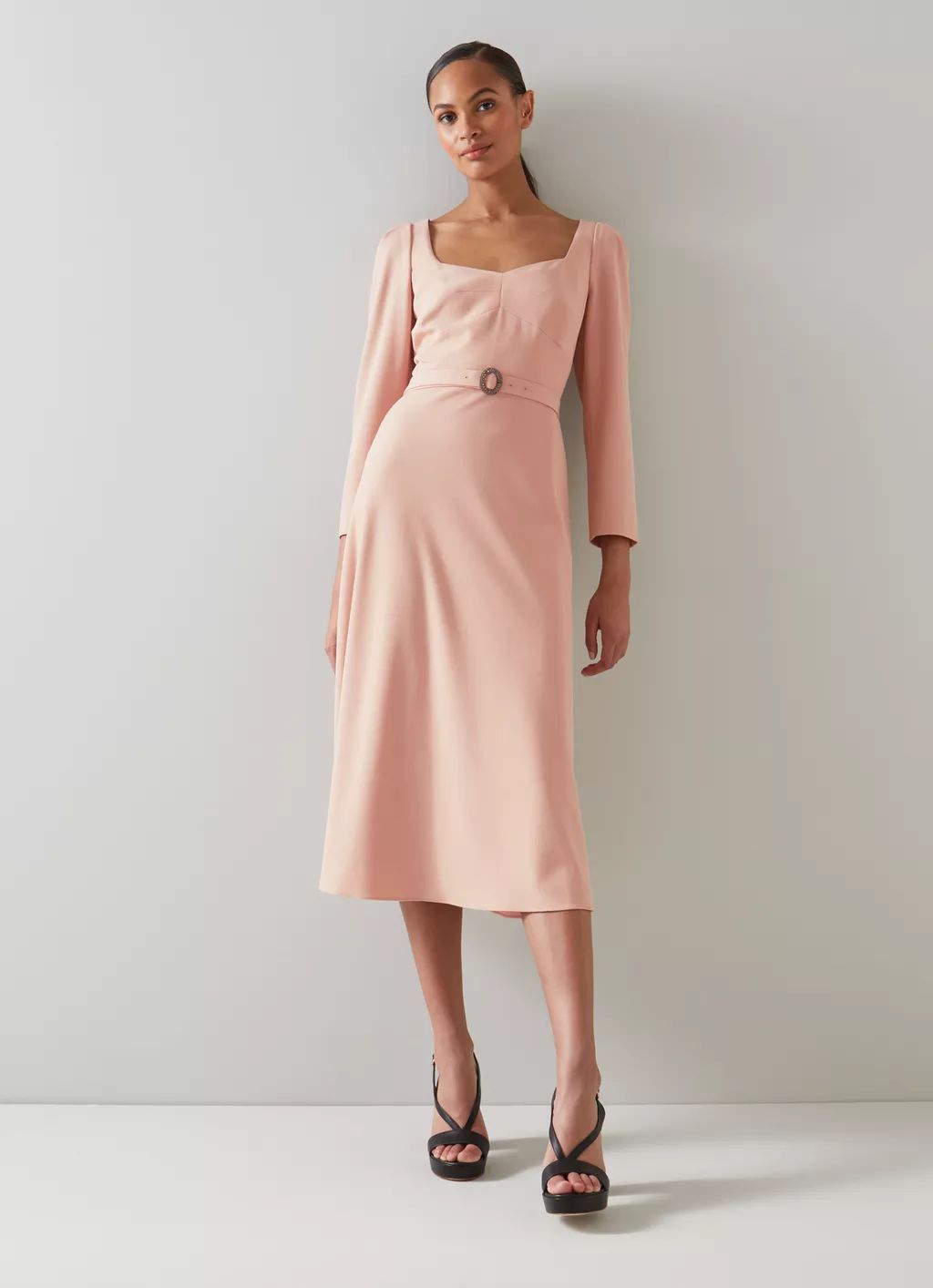 Katerina Pink Crepe Belted Dress | L.K. Bennett (UK)
