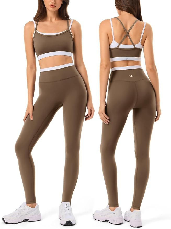 2 Pieces Workout Sets for Women,Seamless Yoga Leggings with Padded Sports Bras,Athletic Matching ... | Amazon (US)