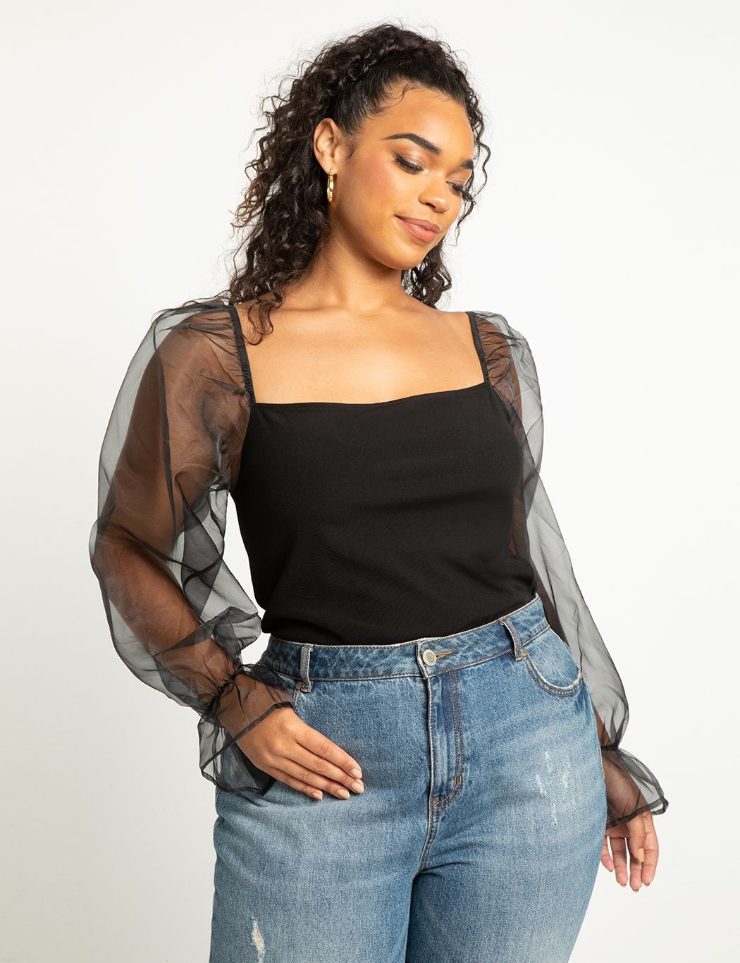 Organza Sleeve Top | Eloquii