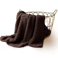 YnM Chunky Cotton Knit Throw Blanket, Cable Knit Throws for Bed Couch Sofa, Comfy & Relaxing, Dec... | Amazon (US)