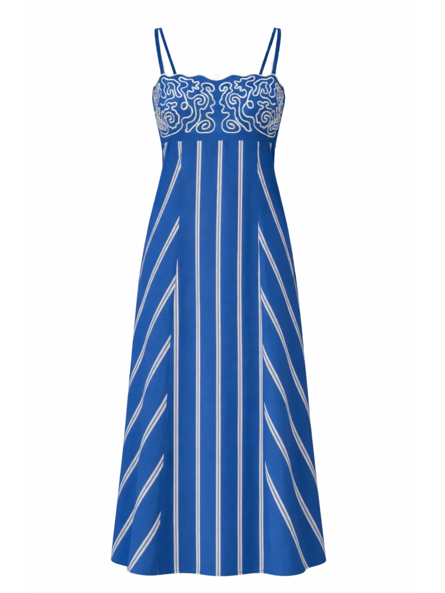 Prescott Midi Dress in Cloud Ribbon Stripe | Beau & Ro