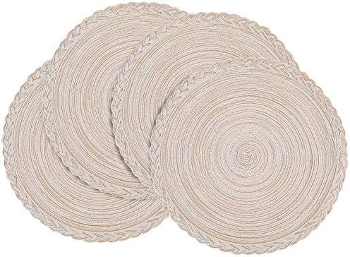 homing Round Placemats Set of 4 for Dining Table – Woven Heat Resistant Anti-Slid Cotton Kitche... | Amazon (US)