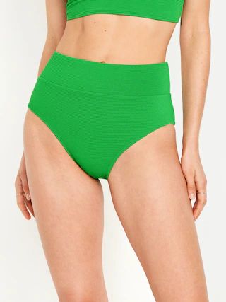 Banded High-Waist Bikini Swim Bottoms | Old Navy (US)