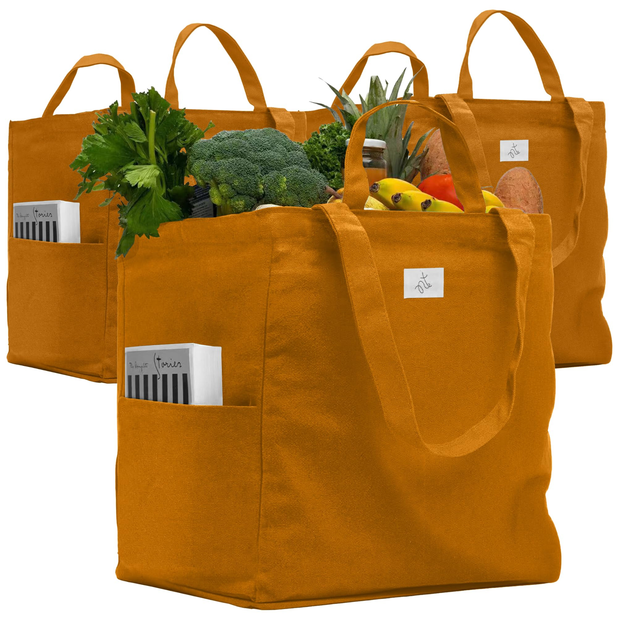Nook Theory 3 Pcs Reusable Grocery Bags - Heavy Duty Canvas Bags, Large Reusable Shopping Bag, Pi... | Amazon (US)