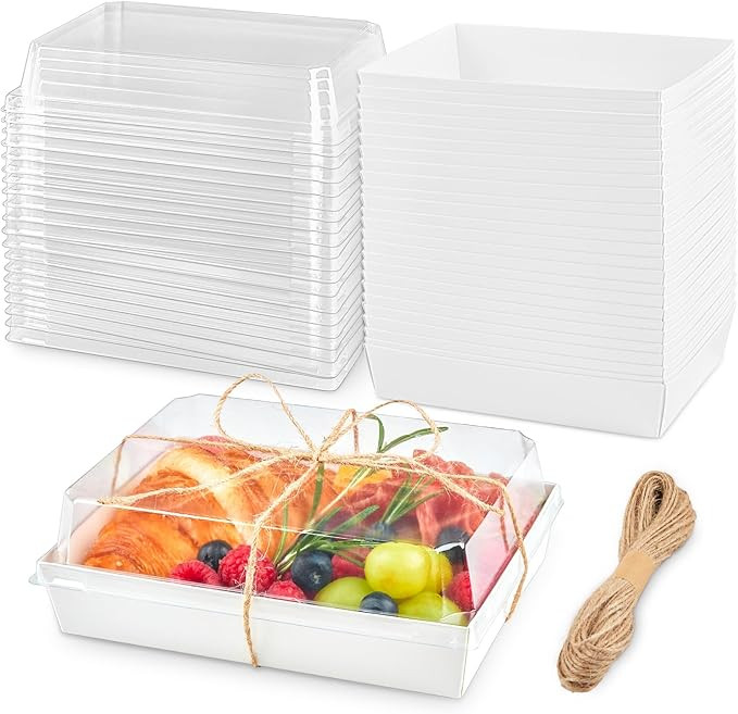 7x5 Inches Charcuterie Boxes with Clear Lids, 50 Pack Paper Bakery Boxes with Window Take Out Con... | Amazon (US)