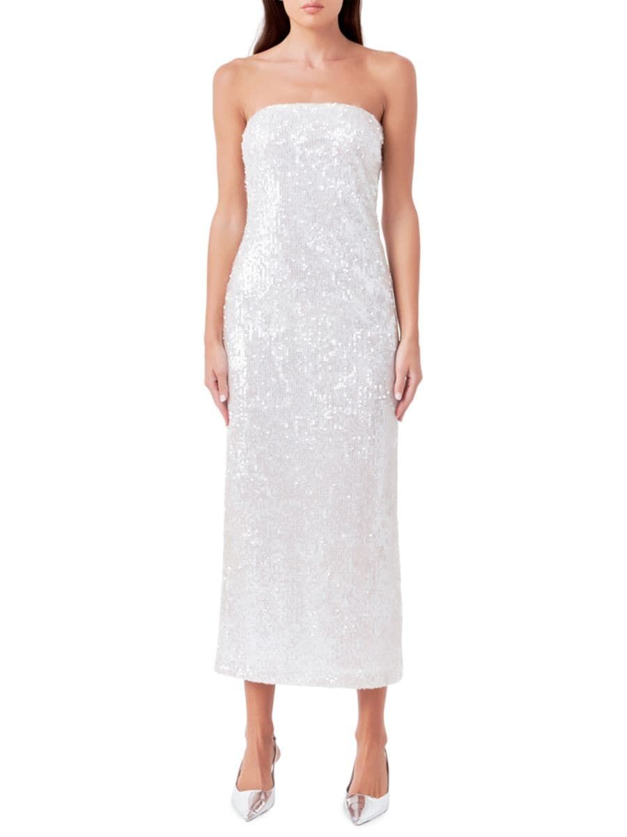 Strapless Sequins Midi Dress | Saks Fifth Avenue