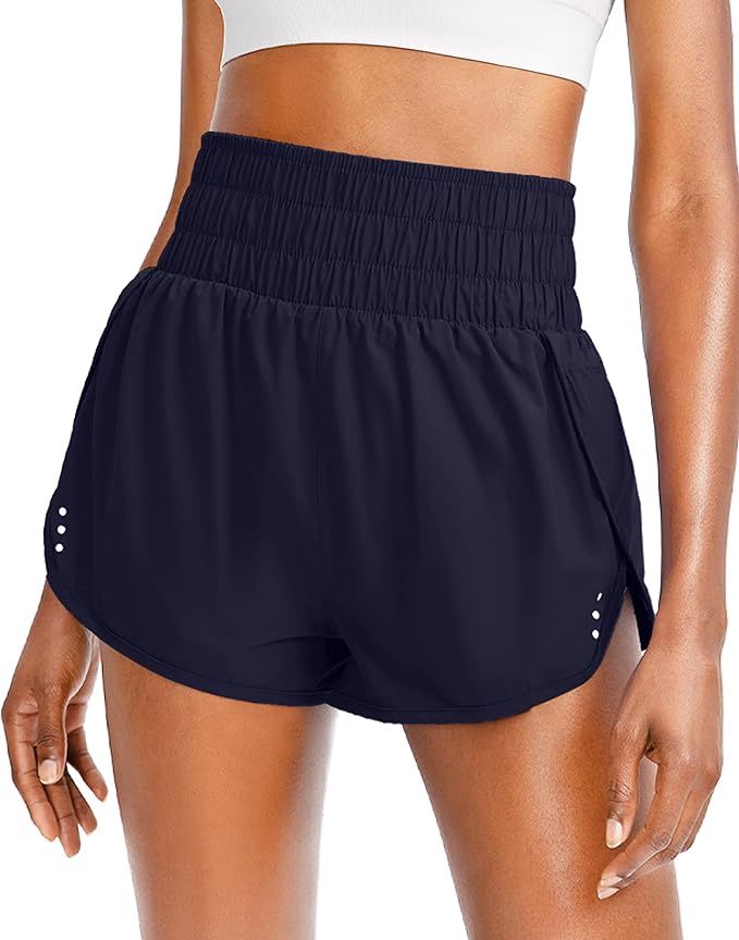 Sejuani Women's High Waisted Athletic Shorts with Zipper Pockets Running Workout Gym Shorts for W... | Amazon (US)