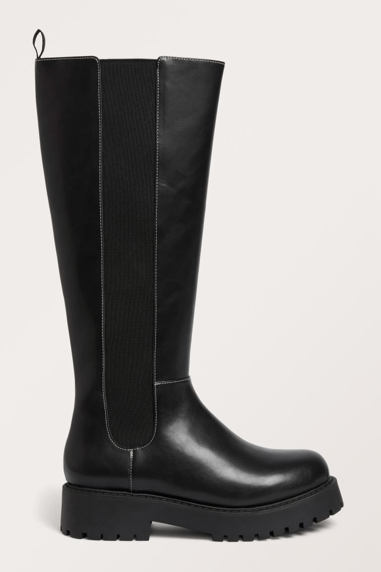 Knee-high chunky chelsea boots - Black - Ladies | H&M GB | H&M (UK, MY, IN, SG, PH, TW, HK)
