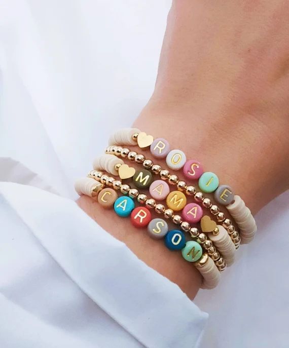 Full of Colour Name Bracelet Custom Bead Bracelet Heishi | Etsy | Etsy (US)