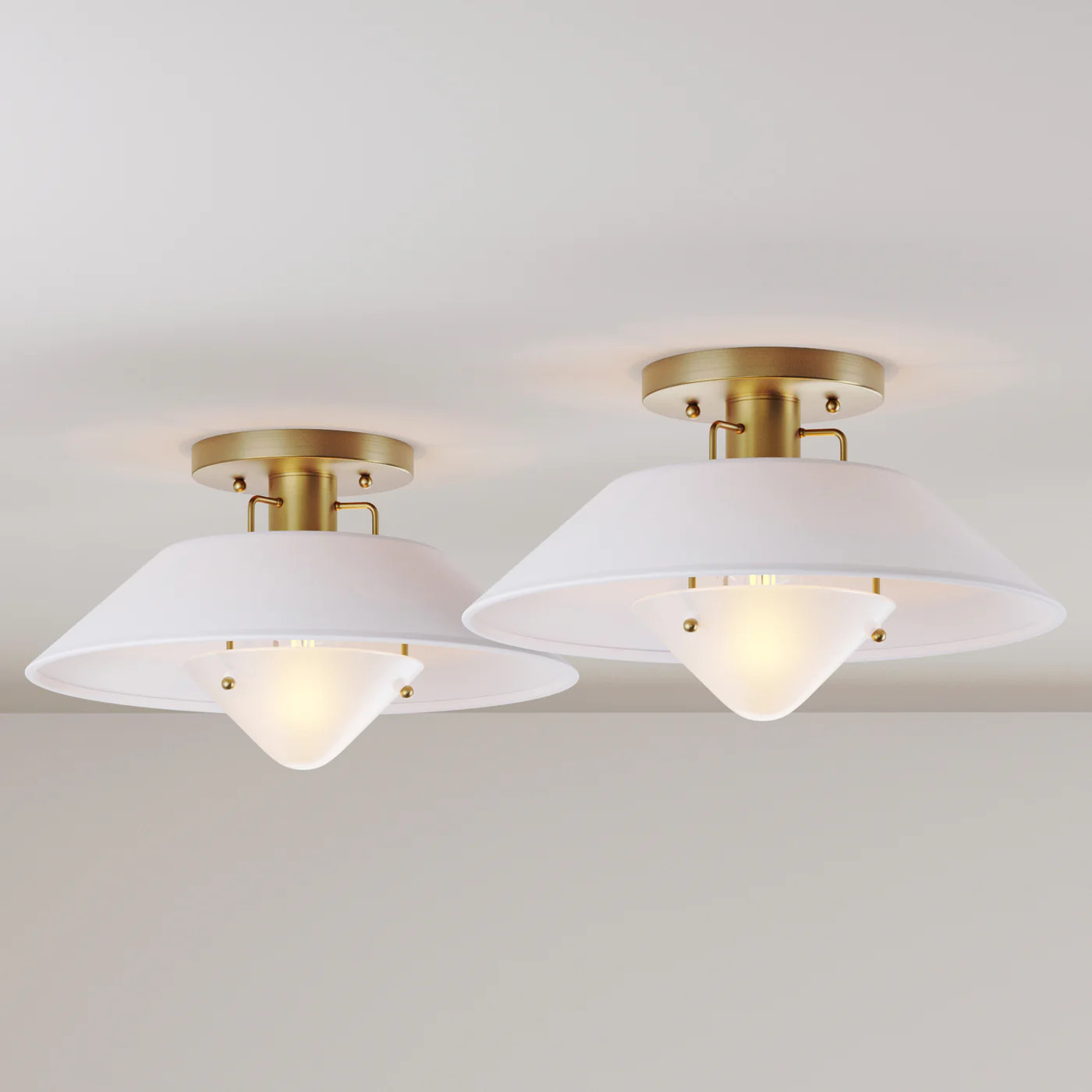 Linen Mid-Century Modern Flush Mount Ceiling Light (Set of 2) | Nathan James