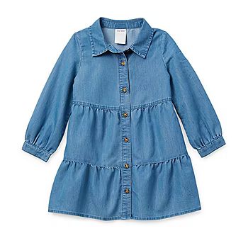 Okie Dokie Toddler & Little Girls Long Sleeve Fitted Sleeve A-Line Dress | JCPenney
