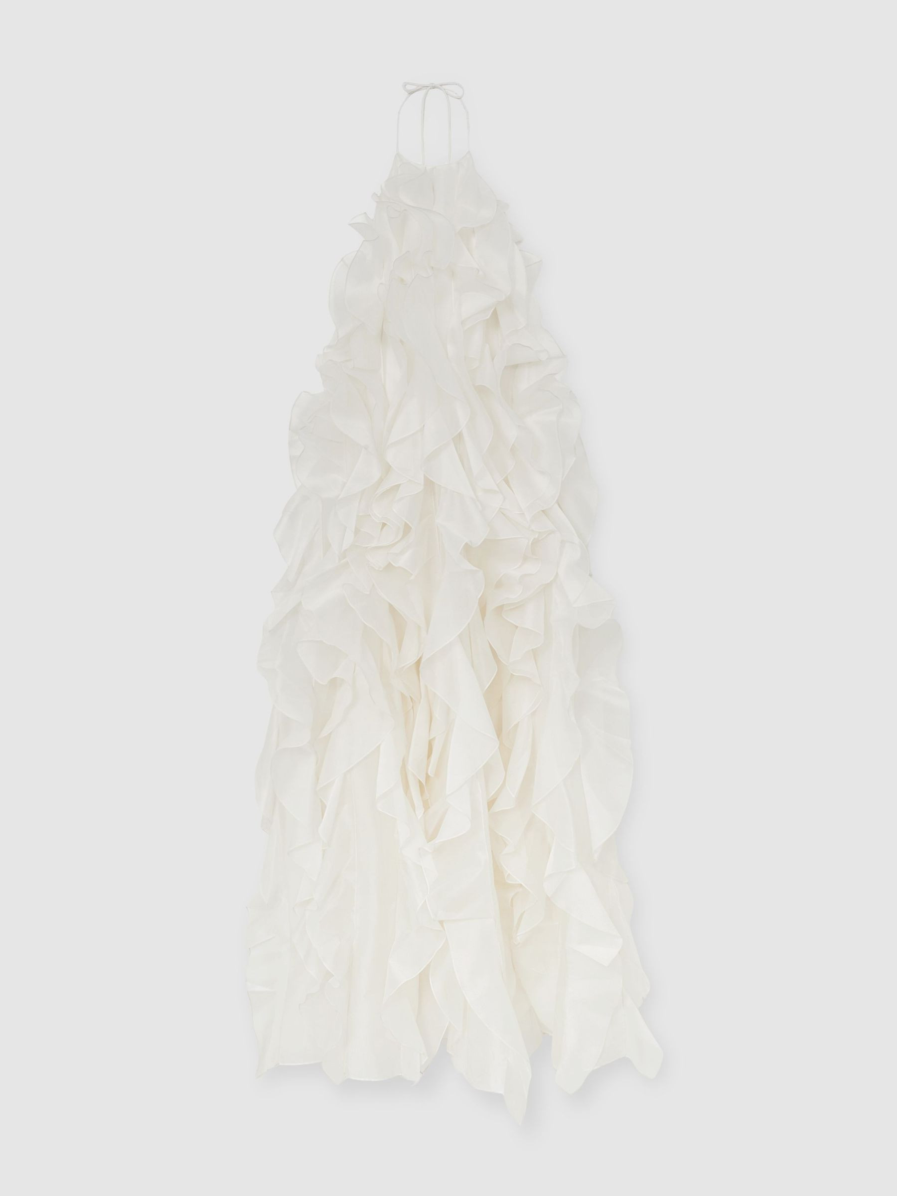Atelier Silk-Organza Ruffle Maxi Dress in Off White | Reiss UK