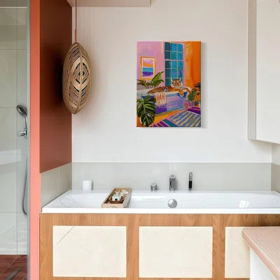 Framed Funny Bathroom Tiger Wall Art Eclectic Pink Animal In Bathtub Canvas Wall Decor Maximalist Fashion Dopamine Painting Print Poster Aesthetic Art | Wayfair North America