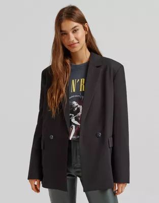 Bershka oversized blazer in black | ASOS (Global)